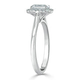0.75ct Emerald Cut Moissanite Halo Engagement Ring, Available in White Gold or Platinum