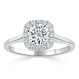 Lab-Diamond, Round Cut Halo Engagement Ring, Choose Your Stone Size and Metal