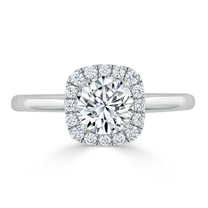 Lab-Diamond, Round Cut Halo Engagement Ring, Choose Your Stone Size and Metal
