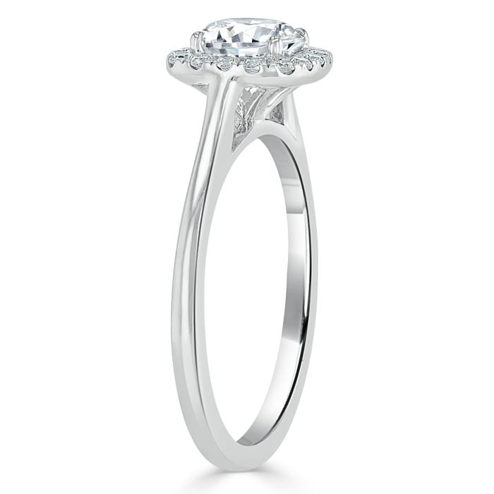 Lab-Diamond, Round Cut Halo Engagement Ring, Choose Your Stone Size and Metal