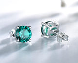 Round Cut Lab Emerald Stud Earrings
