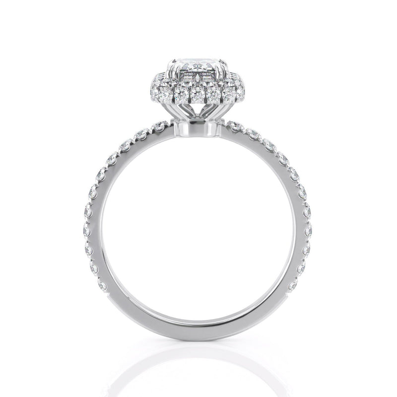 Emerald Cut Moissanite Halo Engagement Ring, Choose Your Stone Size and Metal