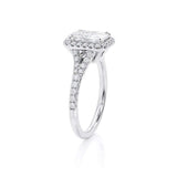 2.50ct Cushion Cut Moissanite, Classic Halo Engagement Ring, Available in White Gold or Platinum