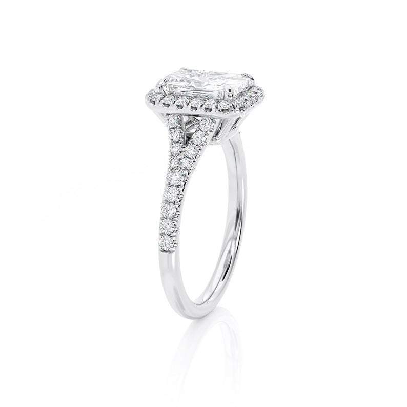 2.50ct Cushion Cut Moissanite, Classic Halo Engagement Ring, Available in White Gold or Platinum
