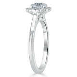 0.75ct Asscher Cut Moissanite Halo Engagement Ring, Available in White Gold or Platinum