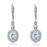 1.50ct each, Vintage Art Deco, Oval Cut Diamond Earrings, 925 Sterling Silver