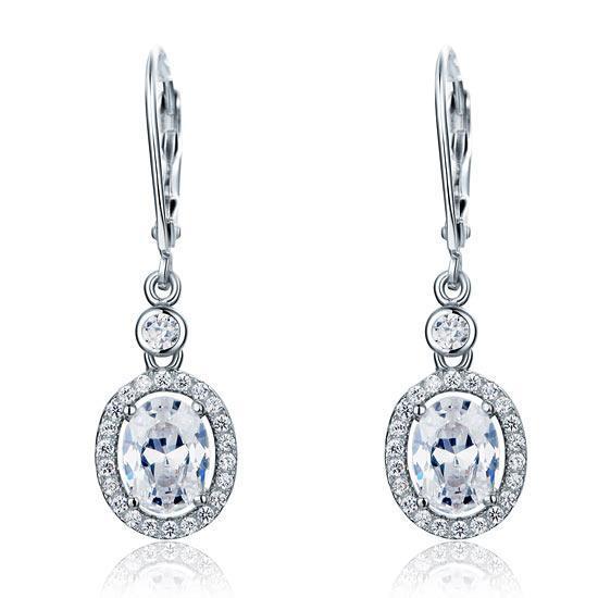 1.50ct each, Vintage Art Deco, Oval Cut Diamond Earrings, 925 Sterling Silver