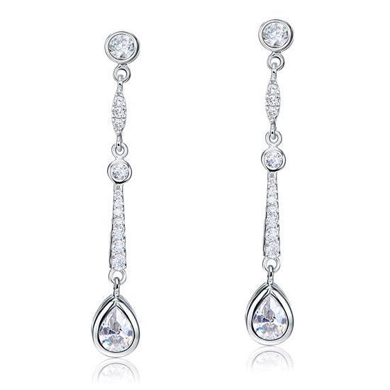 1.00ct each, Vintage Art Deco Pear Cut Diamond Earrings, 925 Sterling Silver