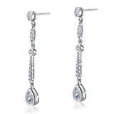 1.00ct each, Vintage Art Deco Pear Cut Diamond Earrings, 925 Sterling Silver1.00ct each, Vintage Art Deco Pear Cut Diamond Earrings, 925 Sterling Silver