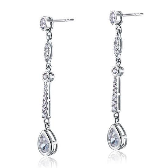 1.00ct each, Vintage Art Deco Pear Cut Diamond Earrings, 925 Sterling Silver1.00ct each, Vintage Art Deco Pear Cut Diamond Earrings, 925 Sterling Silver