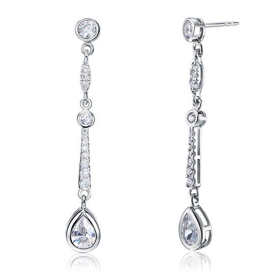 1.00ct each, Vintage Art Deco Pear Cut Diamond Earrings, 925 Sterling Silver