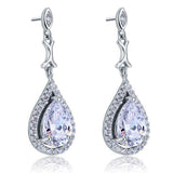 2.00ct each, Vintage Art Deco, Pear Cut Diamond Earrings, 925 Sterling Silver