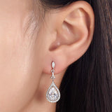 2.00ct each, Vintage Art Deco, Pear Cut Diamond Earrings, 925 Sterling Silver