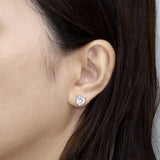 2.00ct each, Classic Heart Cut Diamond Stud Earrings, 925 Sterling Silver