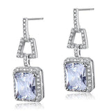 4.00ct each, Vintage Art Deco, Radiant Cut Diamond Earrings, 925 Sterling Silver