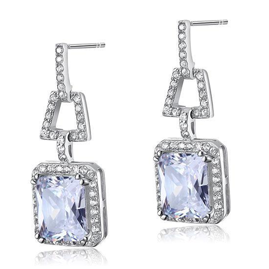 4.00ct each, Vintage Art Deco, Radiant Cut Diamond Earrings, 925 Sterling Silver