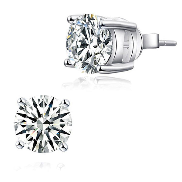 Sterling silver fake diamond stud earrings sales