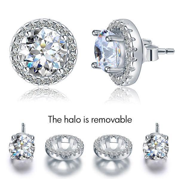 Diamond stud earrings with removable halo Clearance