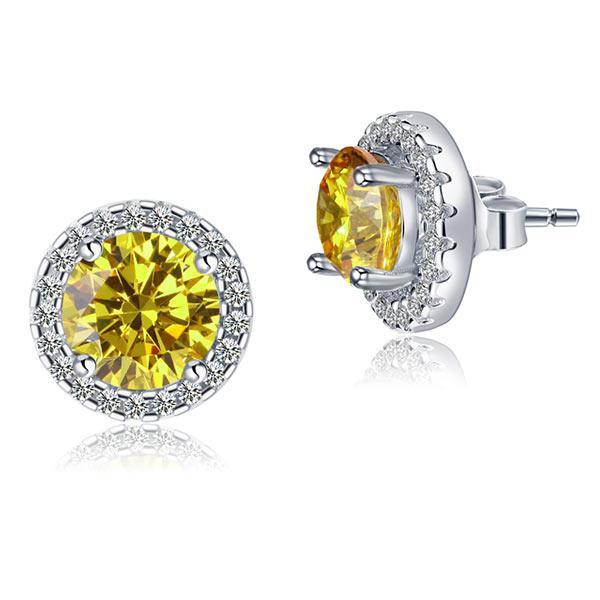 Yellow diamond online halo stud earrings
