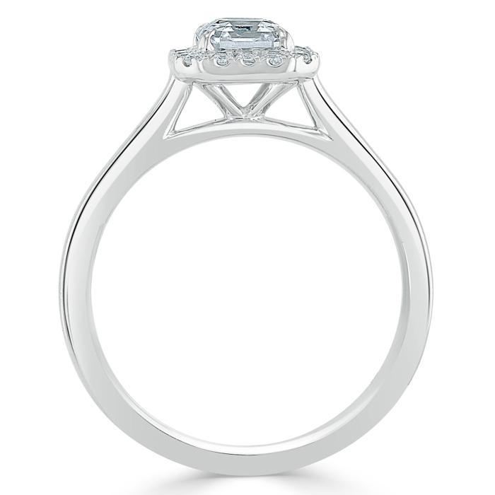 Lab-Diamond Asscher Cut Halo Engagement Ring, Choose Your Stone Size and Metal