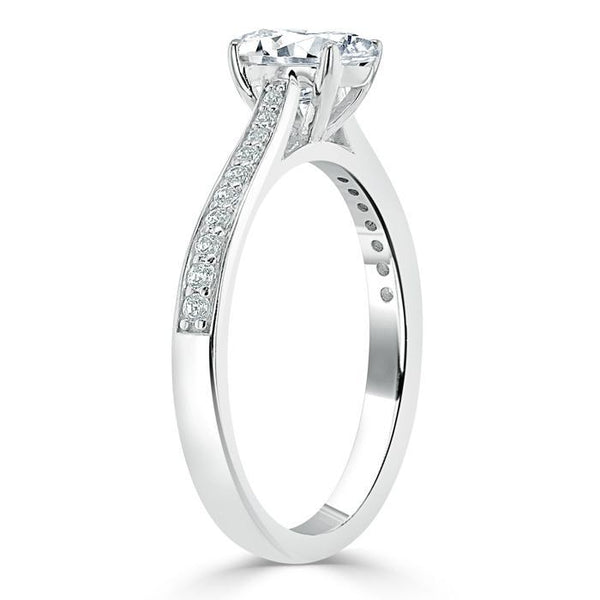 Lab-Diamond Oval Cut Engagement Ring, Classic Style, Choose Your Stone Size and Metal