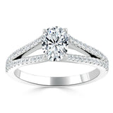 1.35ct Oval Cut Moissanite Engagement Ring, Split Shank,  Available in White Gold, Platinum, Rose Gold or Yellow Gold