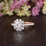 Round Cut Moissanite Engagement Ring, Vintage Halo Design, Choose Your Stone Size & Metal