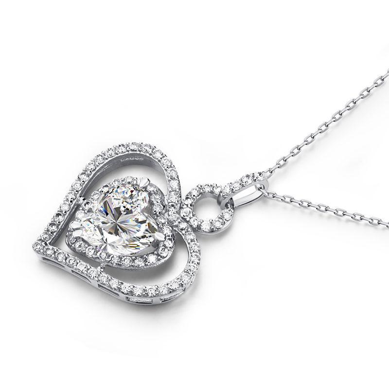 3.00ct Bridal Diamond Heart Pendant, Love Heart Diamond Necklace, 925 Silver