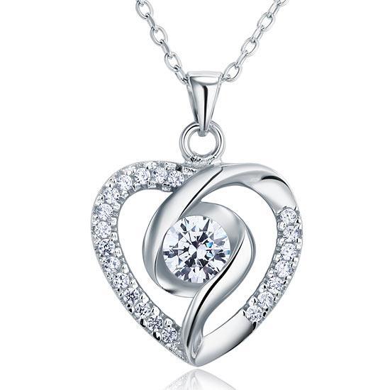 0.50ct Bridal Diamond Heart Pendant, Love Heart Diamond Necklace, 925 Silver