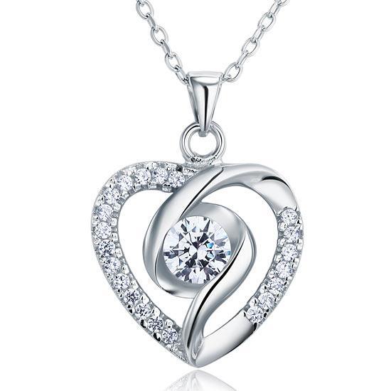 0.50ct Bridal Diamond Heart Pendant, Love Heart Diamond Necklace, 925 Silver