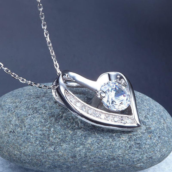 1.00ct Bridal Diamond Heart Pendant, Love Heart Diamond Necklace, 925 Silver