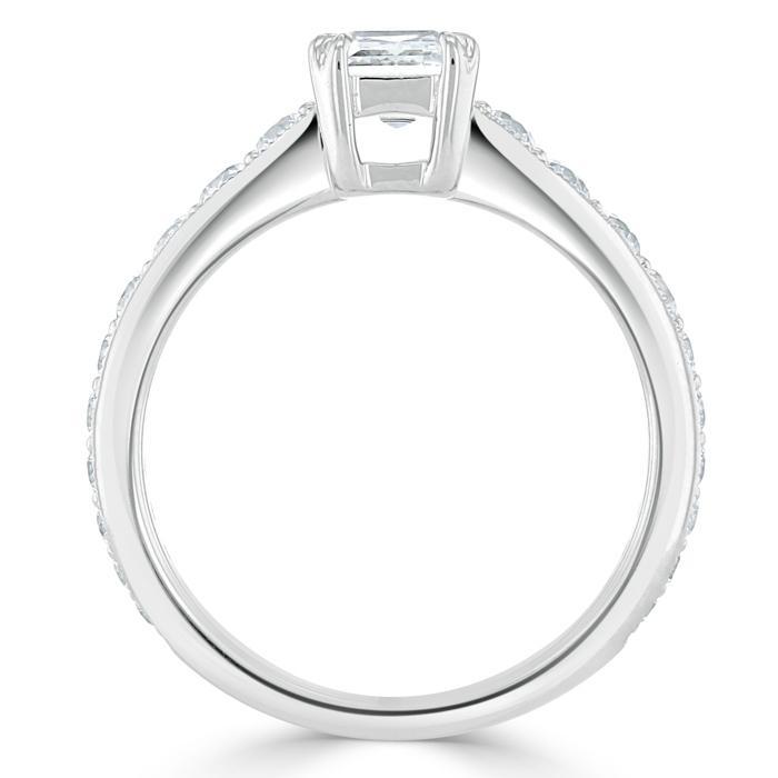Lab-Diamond Emerald Cut Engagement Ring, Tiffany Style, Choose Your Stone Size and Metal