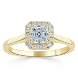 0.75ct Asscher Cut Moissanite Halo Engagement Ring, Available in White Gold or Platinum