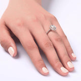 1.25ct Brillaint Cut Diamond Halo Ring, 925 Sterling Silver Engagement Ring