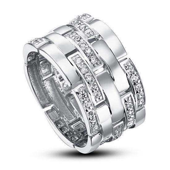 0.70ct Contemporary Full Eternity Thick Band, 925 Sterling Silver