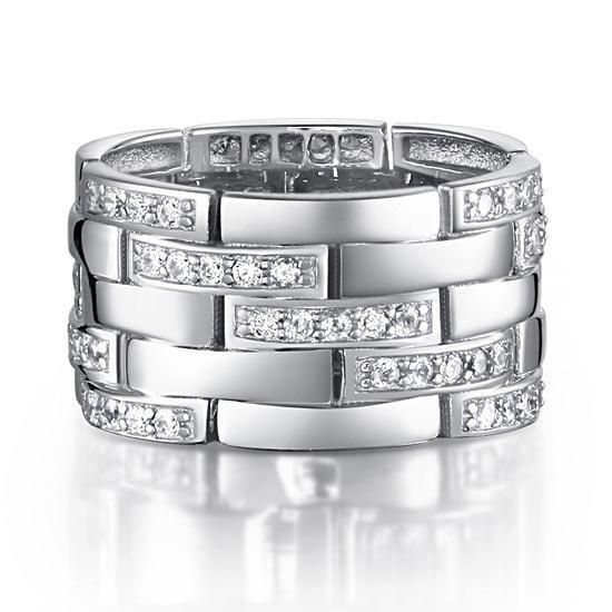 0.70ct Contemporary Full Eternity Thick Band, 925 Sterling Silver
