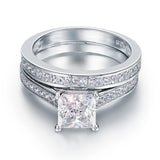 1.50ct Princess Cut Diamond Bridal Set, 925 Sterling Silver