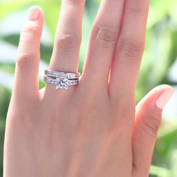 1.00ct Classic Princess Cut Diamond, Bridal Ring Set