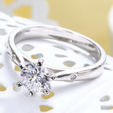 0.80ct Classic Diamond Engagement Ring, Round Cut, 925 Silver