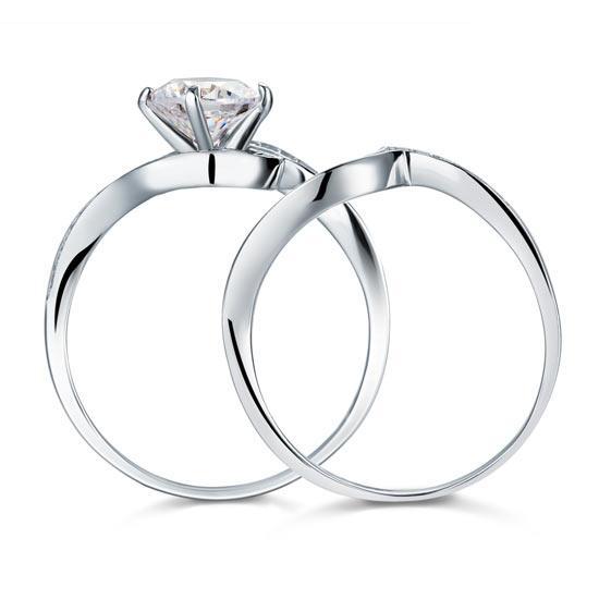 1.25ct Vintage Round Cut Diamond Bridal Ring Set, 925 Sterling Silver