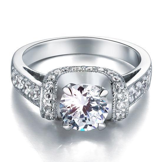 1.25ct Vintage Diamond Engagement Ring, Round Brilliant Cut, 925 Silver