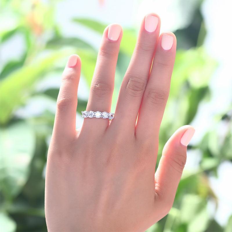 1.25ct 5 Stone Round Cut Half Eternity Diamond Ring 925 Sterling