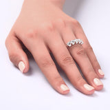 1.25ct 5 Stone Round Cut, Half Eternity Diamond Ring, 925 Sterling Silver