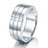 0.35ct Men's Contemporary Wedding Band Set In Solid Sterling Silver 925