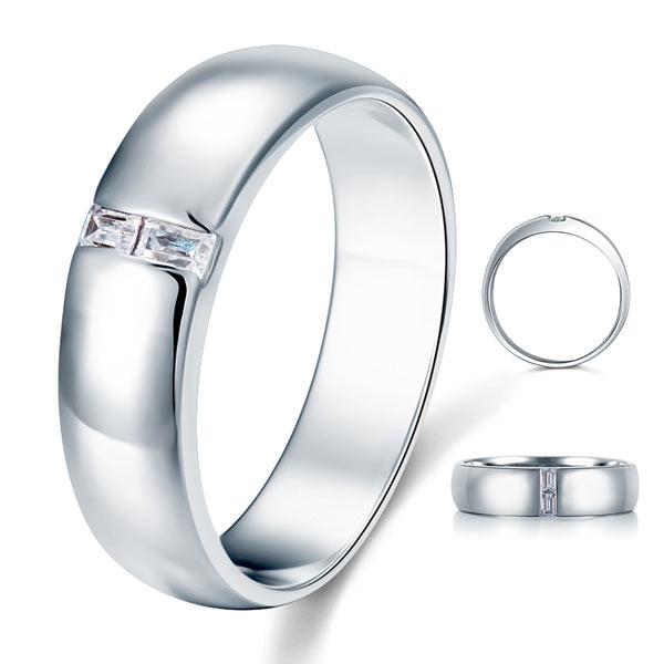 0.10ct Men's Contemporary Wedding Band Set In Solid Sterling Silver 925