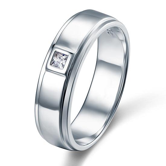 0.18ct Men's Contemporary Wedding Band Set In Sterling Silver 925