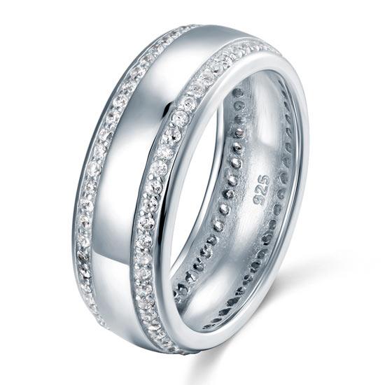 0.80ct Men's Contemporary Wedding Band Set In Solid Sterling Silver 925