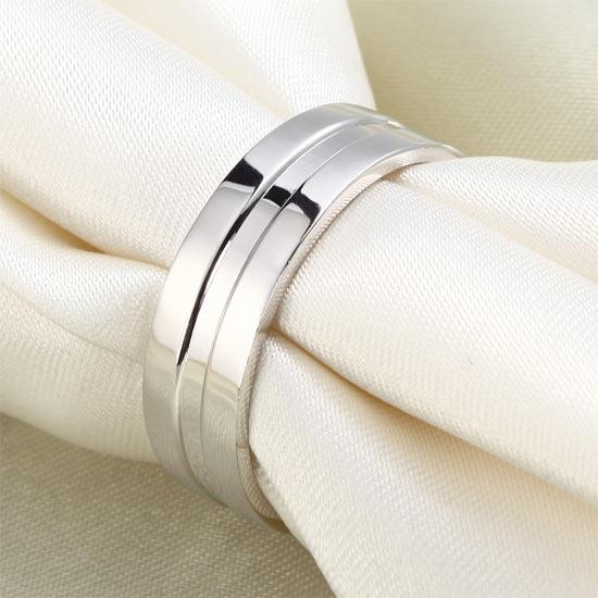 Men's Contemporary Wedding Band Set In Solid Sterling Silver 925