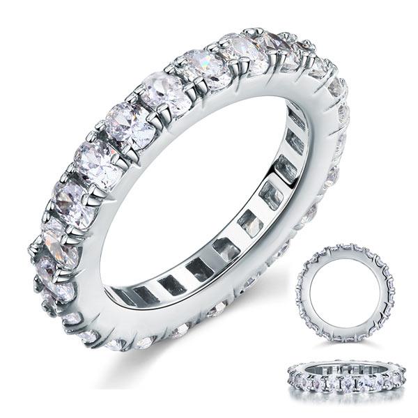 4.25ct Oval Cut Diamond Full Eternity Ring, 925 Sterling Silver