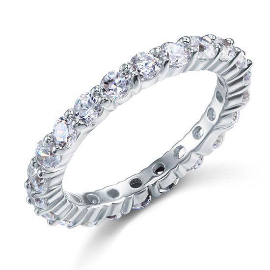 2.25ct Daimond Eternity Ring, 3.00mm Round Cut, 925 Sterling Silver